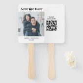 ミニマリスト日付写真を保存シンプルするQRコード ハンドファン (正面&裏面)