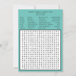 ミニマリスト日付単語の検索を保存 – ティール(緑がかった色)緑 招待状