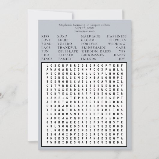 ミニマリスト日付単語の検索を保存 – ラベンダー2 招待状 (正面)