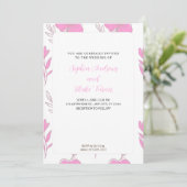 ミニマリスト明るいピンクとブラウンのフローラ結婚ズ 招待状 (スタンド正面)