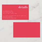 ミニマリスト明るい赤モダンピンク結婚ズ詳細 エンクロージャーカード (正面/裏面)
