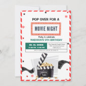 ミニマリスト映画の夜の誕生日パーティーの招待 カード (正面)