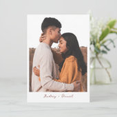 ミニマリスト暖かいテラコッタボホ結婚写真 招待状 (スタンド正面)