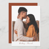 ミニマリスト暖かいテラコッタボホ結婚写真 招待状 (正面/裏面)