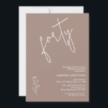 ミニマリスト暖かいブラウンボホモチーフ40歳の誕生日 招待状<br><div class="desc">ミニマリストの暖かい茶色のボホモチーフ40thバースデーシンプル招待状モダン、スタイルのミニマリスト、取り外し可能な葉のモチーフを特徴とする暖かい茶色の色の40thバースデーの招待状描。</div>