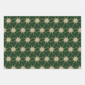 ミニマリスト暗緑色モダン金ゴールド星 ラッピングペーパーシート (正面)