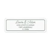 ミニマリスト暗緑色結婚差出人住所ラベル ラベル (正面)