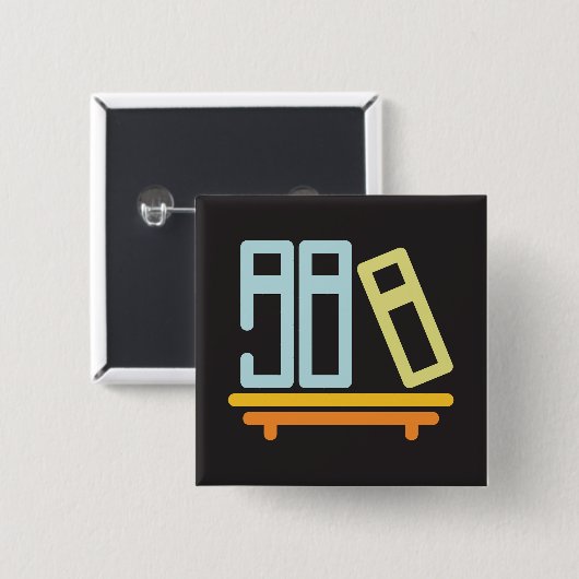 ミニマリスト書棚グラフィックアイコン 缶バッジ (正面&裏面)