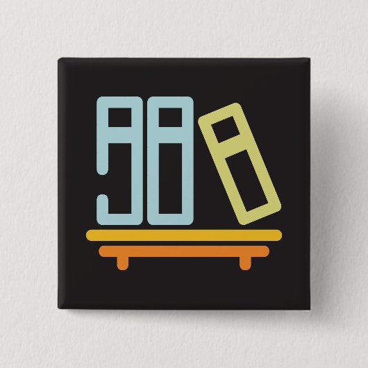 ミニマリスト書棚グラフィックアイコン 缶バッジ (正面)