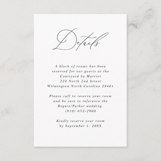 ミニマリスト書結婚道のゲスト情報 エンクロージャーカード (正面)