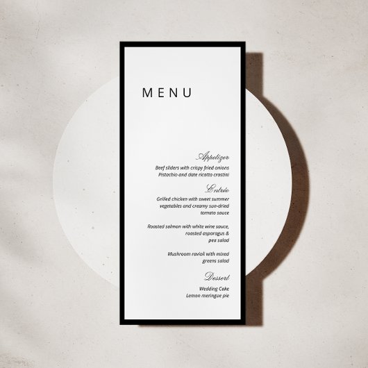 ミニマリスト書結婚道のメニューカード メニュー