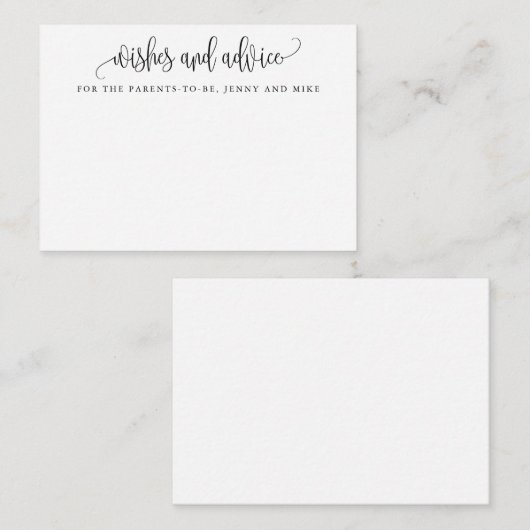 ミニマリスト書道の新しい親の願い& アドバイスカード (正面/裏面)