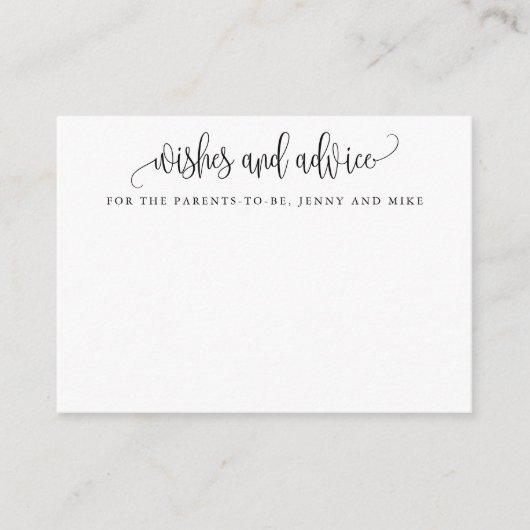 ミニマリスト書道の新しい親の願い& アドバイスカード (正面)