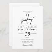 ミニマリスト書道の白黒結婚の設定 招待状 (正面/裏面)