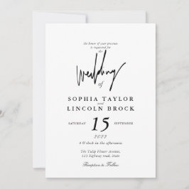 ミニマリスト書道の白黒結婚の設定 招待状