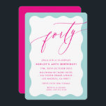 ミニマリスト書道ウェーブ40thパーティーミントピンク 招待状<br><div class="desc">by kat massaard / WWW.SIMPLYSWEETPAPERIE.COMデザインを愛するが、いくつかの変更を見てみたい – 別の配色、製品、写真を追加または違う大事な行事に適応 – 単に私を心配しな連絡い、kat@simplysweetPAPERIE.com私は幸せ救済に!</div>
