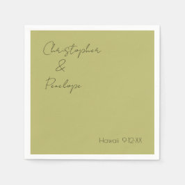 ミニマリスト書道オリーブグリーン結婚トラベル スタンダードカクテルナプキン
