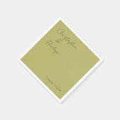 ミニマリスト書道オリーブグリーン結婚トラベル スタンダードカクテルナプキン (角)