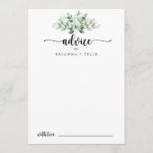 ミニマリスト書道グリーンユーカリ結婚ス アドバイスカード (正面)