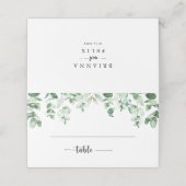 ミニマリスト書道グリーンユーカリ結婚ス プレイスカード (外部開封)