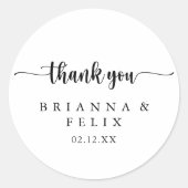 ミニマリスト書道サンキュー結婚式の引き出物 ラウンドシール (正面)