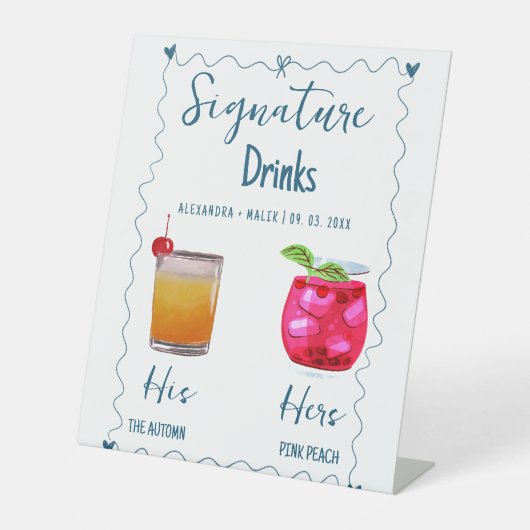 ミニマリスト書道シグネチャー結婚ドリンクのsig 台座サイン (正面)