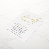 ミニマリスト書道シック21歳の誕生日金ゴールド 箔招待状 (回転した状態)