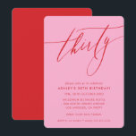 ミニマリスト書道シック30thパーティーピンク赤 招待状<br><div class="desc">by kat massaard / WWW.SIMPLYSWEETPAPERIE.COMデザインを愛するが、いくつかの変更を見てみたい – 別の配色、製品、写真を追加または違う大事な行事に適応 – 単に私を心配しな連絡い、kat@simplysweetPAPERIE.com私は幸せ救済に!</div>