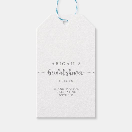 ミニマリスト書道シルバーブライダルシャワー ギフトタグ (正面)