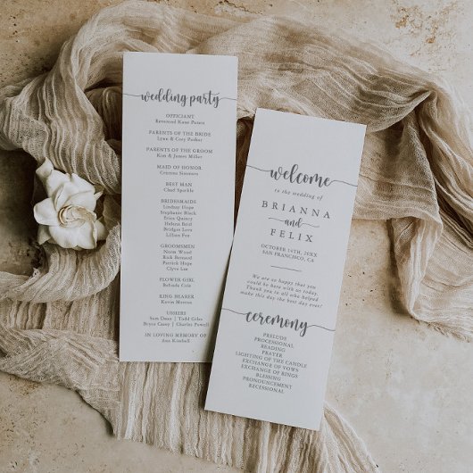 ミニマリスト書道シルバー結婚式 プログラム