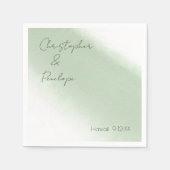 ミニマリスト書道セージ水結婚色の スタンダードカクテルナプキン (正面)
