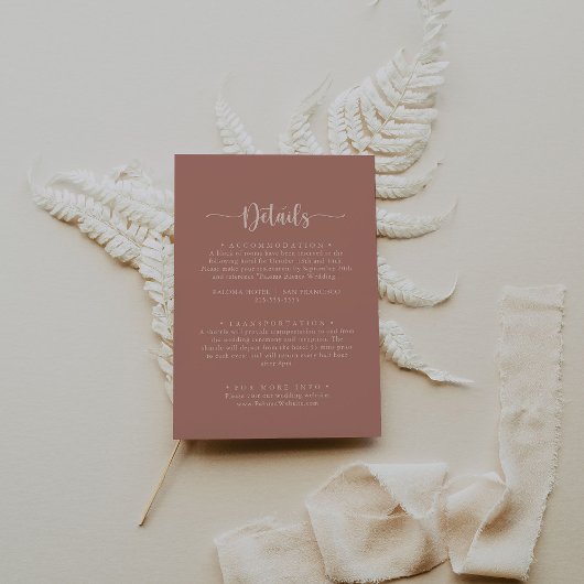 ミニマリスト書道テラコッタ結婚の詳細 エンクロージャーカード