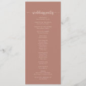 ミニマリスト書道テラコッタ結婚式 プログラム (裏面)