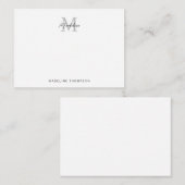 ミニマリスト書道ブラックグレーモノグラム ノートカード (正面/裏面)