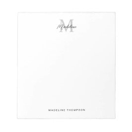 ミニマリスト書道ブラックグレーモノグラム ノートパッド