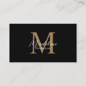 ミニマリスト書道ブラック金ゴールドモノグラム 名刺 (正面)