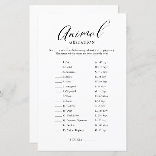 ミニマリスト書道ベビーゲステーションゲーム (正面/裏面)