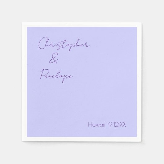 ミニマリスト書道ペリウィンクル結婚旅行 スタンダードカクテルナプキン (正面)