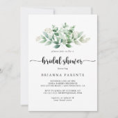 ミニマリスト書道ユーカリブライダルシャワー 招待状 (正面)