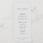 ミニマリスト書道ライトグレイ結婚ズ メニュー (正面/裏面)