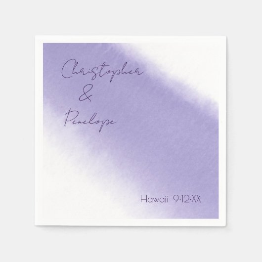 ミニマリスト書道ラベンダー水結婚色の スタンダードカクテルナプキン (正面)