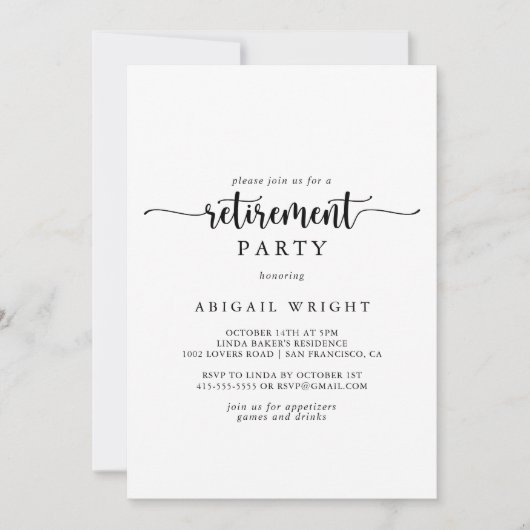 ミニマリスト書道リタイアパーティの招待状 招待状 (正面)
