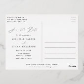 ミニマリスト書道台本の日付を保存 箔招待状ポストカード (裏面)