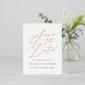 ミニマリスト書道台本の日付を保存 箔招待状ポストカード (立ち正面)