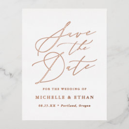 ミニマリスト書道台本の日付を保存 箔招待状ポストカード