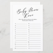ミニマリスト書道名レースベビーシャワーゲーム (正面/裏面)