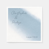 ミニマリスト書道埃っぽい青い水色 スタンダードカクテルナプキン (正面)