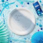 ミニマリスト書道埃っぽい青い水色 ペーパープレート (パーティー)