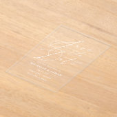 ミニマリスト書道結婚式の日付を保存 アクリル招待状 (レイダウン)