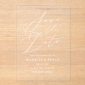 ミニマリスト書道結婚式の日付を保存 アクリル招待状 (正面)